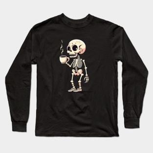 Skeleton Drink Coffee Long Sleeve T-Shirt